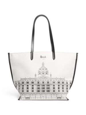 Harrods 建築皮革滾邊厚帆布肩背包