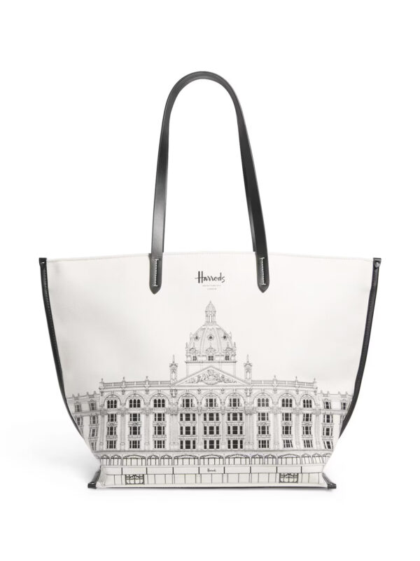 Harrods 建築皮革滾邊厚帆布肩背包