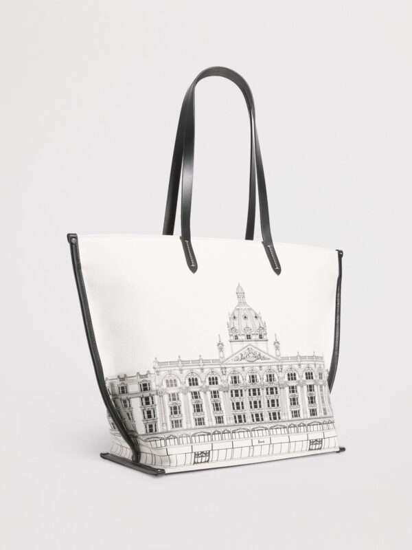 Harrods 建築皮革滾邊厚帆布肩背包