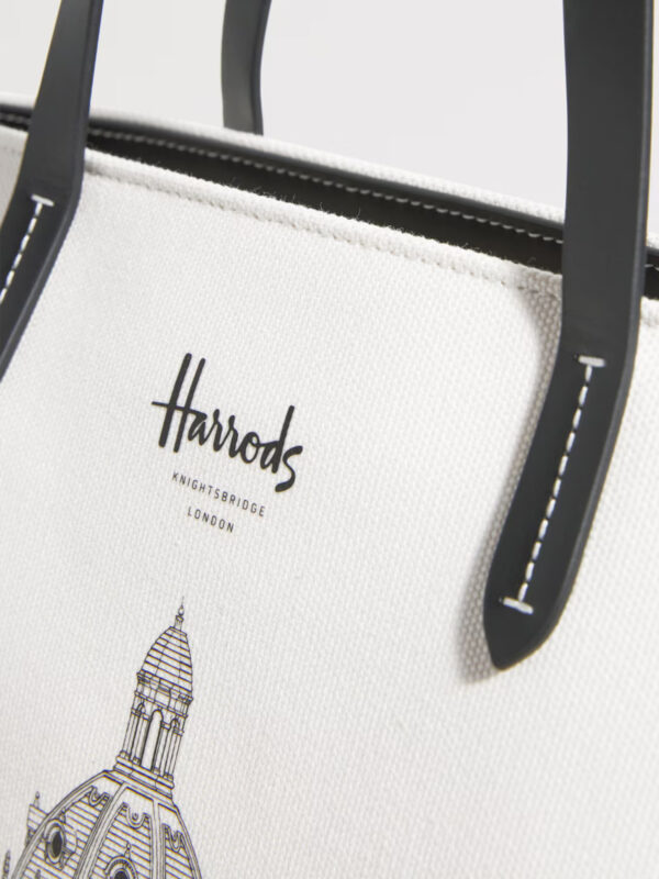Harrods 建築皮革滾邊厚帆布肩背包
