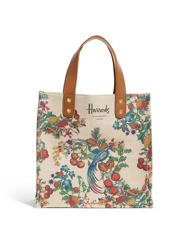 Harrods 提花設計棉麻布料輕便手提包