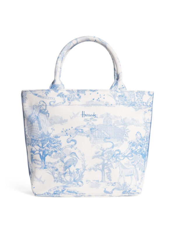 Harrods 粉色倫敦風景插畫印花厚帆布手提包