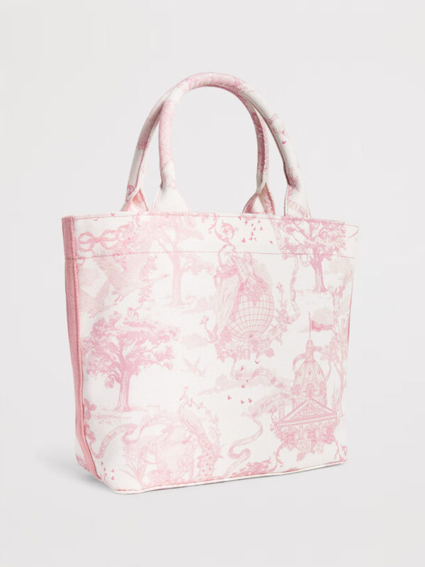 Harrods 粉色倫敦風景插畫印花厚帆布手提包