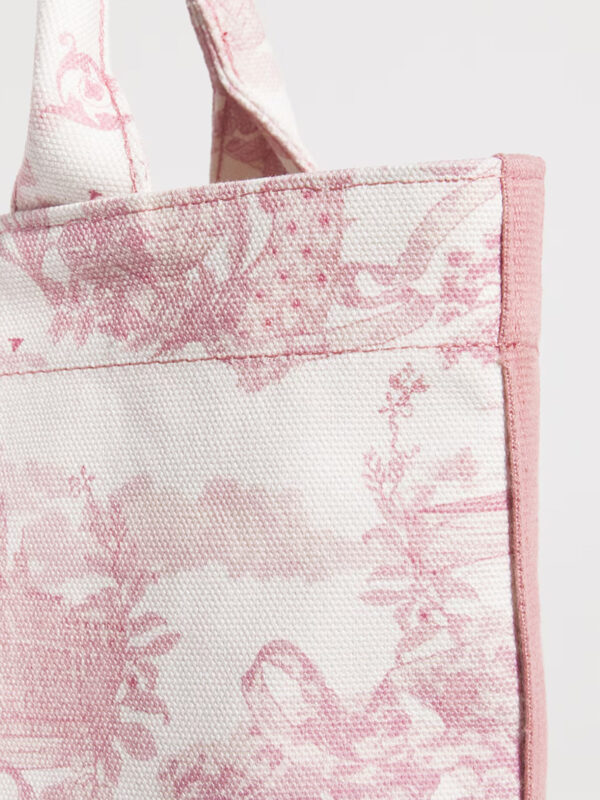 Harrods 粉色倫敦風景插畫印花厚帆布手提包