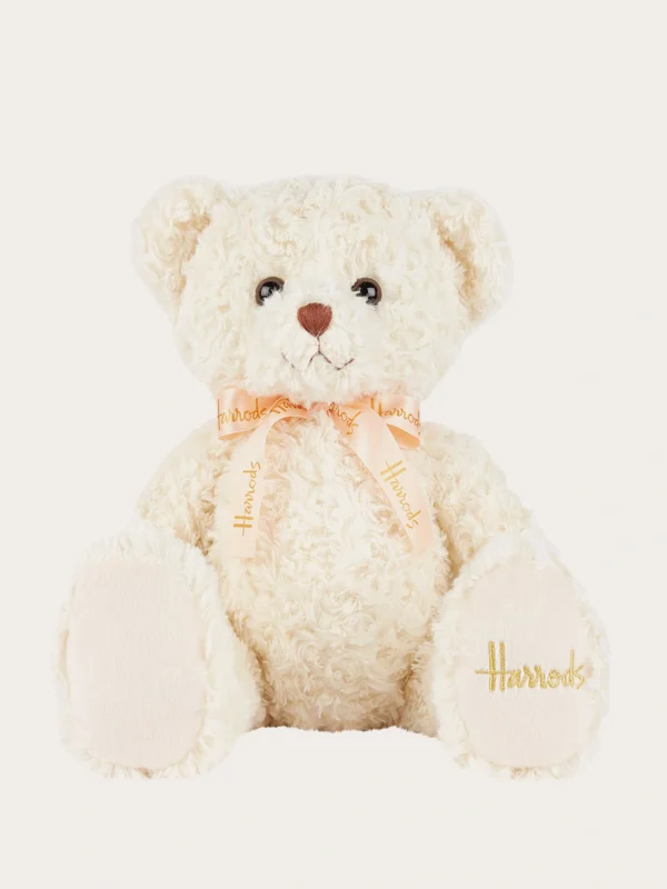 Harrods 粉金蝴蝶結緞帶大哈麗特熊玫瑰泰迪熊娃娃絨毛娃娃