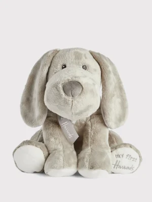 Harrods 刺繡緞帶大耳狗娃娃絨毛娃娃