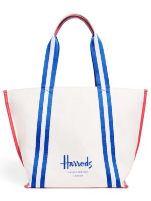 Harrods 英國國旗配色帆布皮革手提肩背包