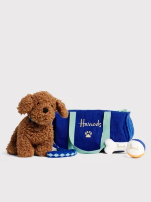 Harrods 紅貴賓狗娃娃旅行組肩背袋