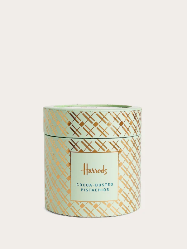 Harrods 可可粉開心果巧克力球 - 綠色經典圓筒巧克力禮盒正面外觀