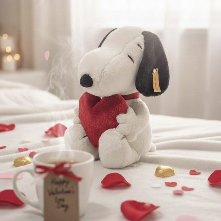 德國Steiff SNOOPY 不銹鋼耳釦愛心史努比絨毛玩偶 七夕送禮 白色情人節 女友生日禮物