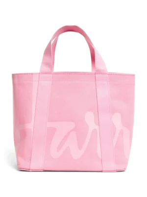 英國正品 Harrods 全棉淨色 Logo 手提袋 - 甜美粉紅款正面展示