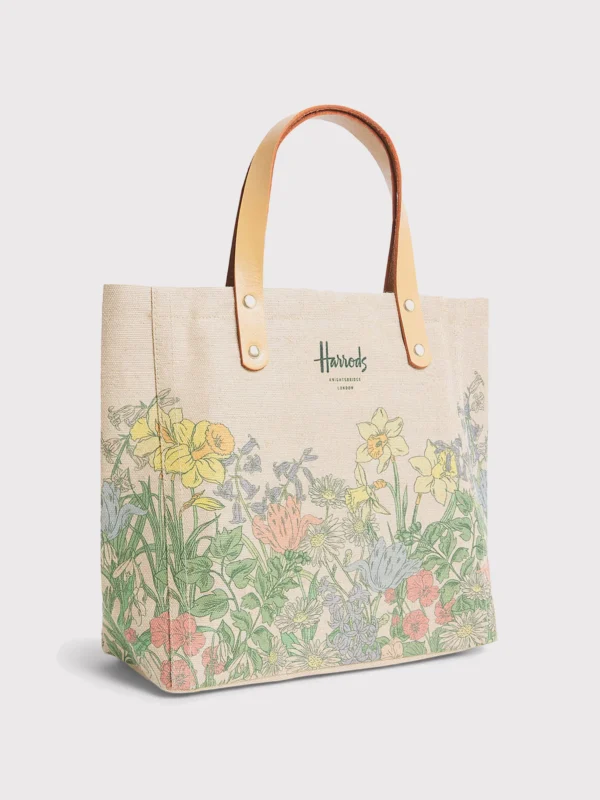 Harrods 復活節花卉印花棉麻手提包