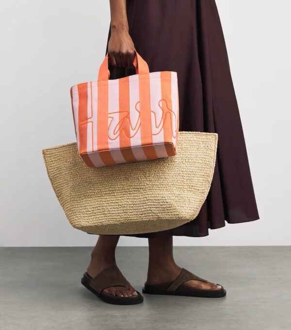 HDBA2612002-22_4 Harrods 全棉條紋Logo手提袋