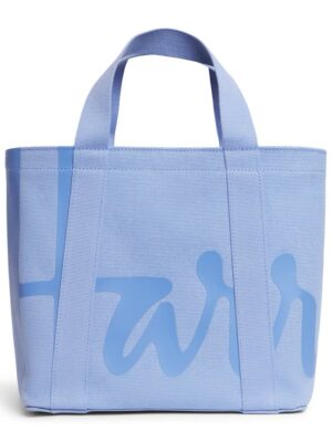 英國 Harrods 純棉帆布購物袋 - 清新粉藍正面展示