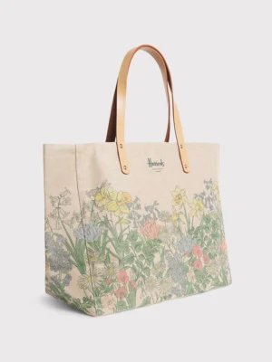 Harrods 復活節花卉印花棉麻肩背包