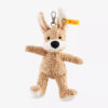 SFAK2530007-84 Steiff 正品紙杯蛋糕先生毛絨兔子鑰匙扣正面,配有經典鍍銀耳釦與銀色金屬掛環