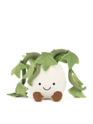 Amuseables Ivy (18cm)_1 正面視角的 Jellycat 趣味常春藤絨毛娃娃 18cm,帶有招牌微笑與燈芯絨短腿的盆栽造型玩偶
