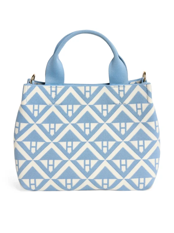 英國代購 Harrods 小號幾何圖案手提袋 - 清新粉藍色正面設計