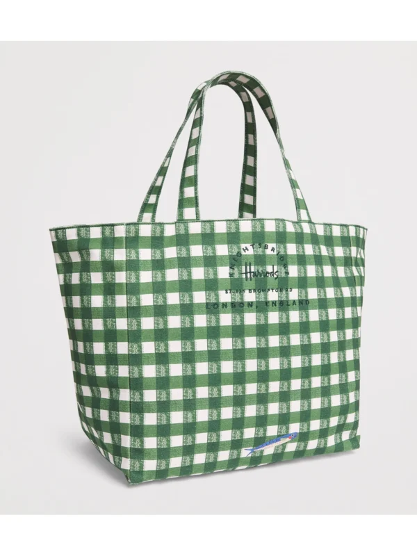 Harrods女用大容量托特包-100%純棉帆布材質與雙提手設計細節