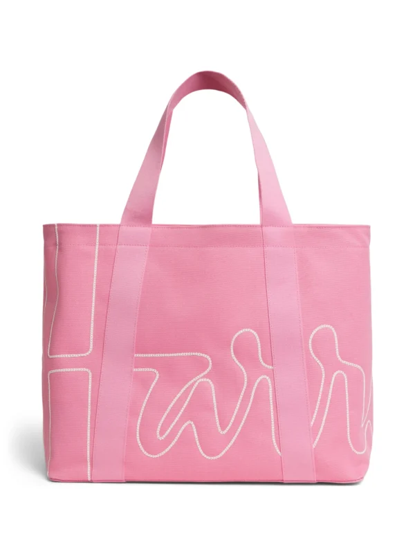 Harrods Logo 防潑水休閒沙灘包 - 甜美粉紅色正面全貌展示