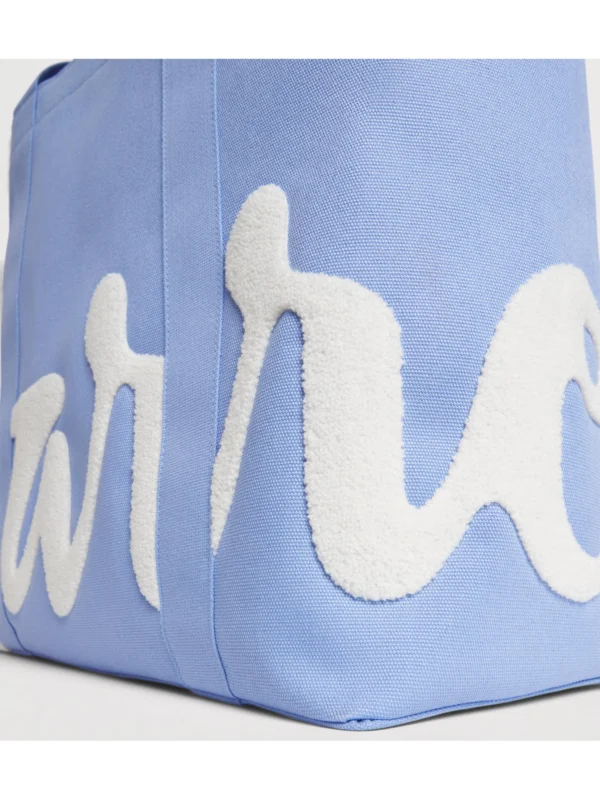 Harrods 托特包 100% 純棉材質與精緻立體毛巾電繡 Logo 近拍細節