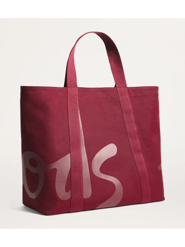 英國直購 Harrods 帆布肩背包酒紅色側面，展示 16 盎司高磅數硬挺包型