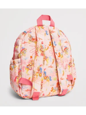 粉色 Harrods 後背包可調式尼龍肩帶與堅固掛環設計細節