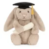 JCDB2610004-83_1 Bashful Bunny Graduation Outfit (31cm) Jellycat 害羞兔畢業服絨毛娃娃 31cm 正面,頭戴學士帽手握捲軸造型