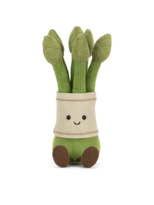JCDB2610007-53 Amuseables Asparagus (22cm)_4 Jellycat 趣味美味蘆筍絨毛娃娃 22cm 正面,帶有招牌微笑與燈芯絨小短腿的可愛蔬菜造型