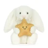 JCDB2610008-00 Cream Bunny with Star (31cm)_1 Jellycat 奶油兔子帶星星絨毛娃娃 31cm 正面照,經典垂耳兔緊抱金蔥星星,精緻質感送禮推薦