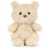 JCDB2610009-81 Bartholomew Bear Junior (18cm)_1 Jellycat 巴塞洛繆小熊絨毛娃娃正視圖,18公分口袋尺寸,展現慵懶微笑與蓬鬆柔軟毛髮
