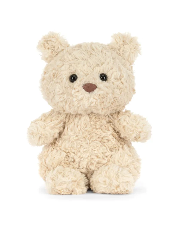 JCDB2610009-81 Bartholomew Bear Junior (18cm)_1 Jellycat 巴塞洛繆小熊絨毛娃娃正視圖,18公分口袋尺寸,展現慵懶微笑與蓬鬆柔軟毛髮