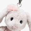 SFAK2610001-12_1 兔子絨毛娃娃鑰匙圈細節展示 - 具有品牌標誌性不銹鋼耳釦與長垂耳設計