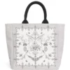 HARRODS Grab Lace Print Tote Bag_1 英國正品 Harrods 蕾絲印花手提袋正面展示 - 復古花卉與動物圖騰純棉購物袋