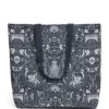 HARRODS Knights of Brompton Pocket Shopper Bag_1 英國正品 Harrods 布朗普頓騎士團環保購物袋藍色展開正面,大容量雙提把設計