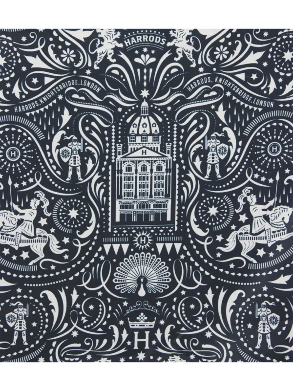 HARRODS Knights of Brompton Pocket Shopper Bag_4 HF unikorn 英國代購 Harrods 藍色折疊環保提袋背面,適合日常採買與送禮推薦