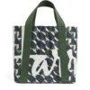 HARRODS Mini Cotton Geometric Logo Tote Bag_1 英國正品 Harrods 重磅帆布幾何圖案 Logo 手提包正面展示 - 亮眼綠色英倫購物袋