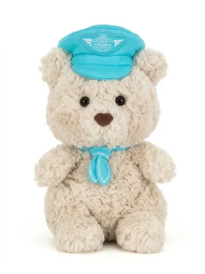 JCDB2610017_1 Jellycat 機長巴塞羅泰迪熊絨毛娃娃 20cm 正面 - 穿著帥氣初級飛行員夾克與護目鏡造型