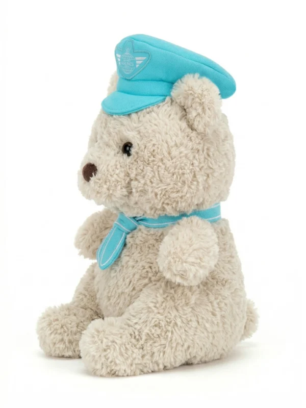 JCDB2610017_2 英國正品 Jellycat 飛行員泰迪熊側面特寫 - 展示細緻柔軟的絨毛材質與精巧的飛行員配件