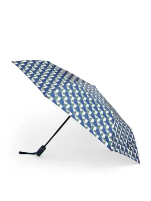 英國 Harrods 幾何圖形印花雨傘 - 藍白現代幾何圖騰正面展示
